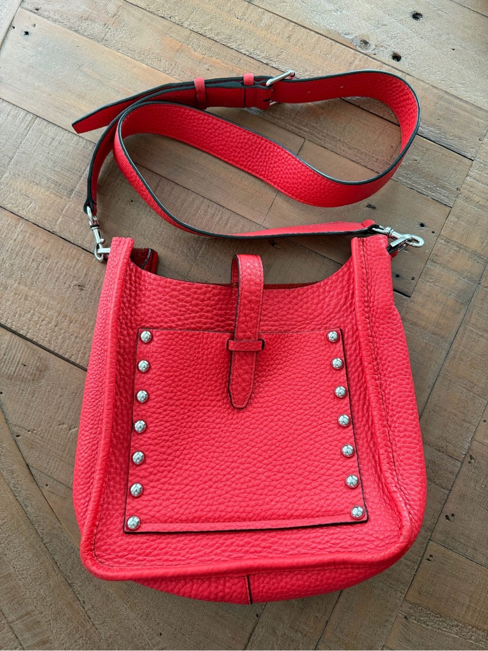 Rebecca Minkoff unlined feed bag in vibrate coral red Crossbody Bag